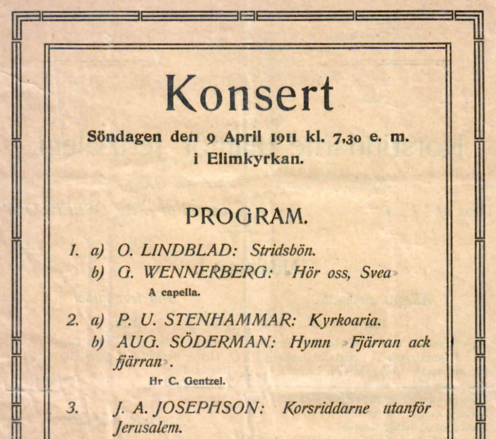 Konsertprogram från 1911